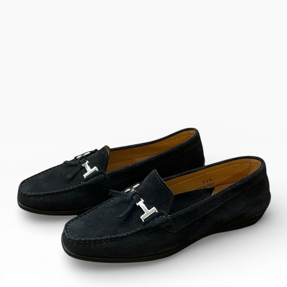 Diane B. Tid Bit Italian Black Suede Loafers Size 37 1/2 US Size 7.5 - Picture 9 of 14
